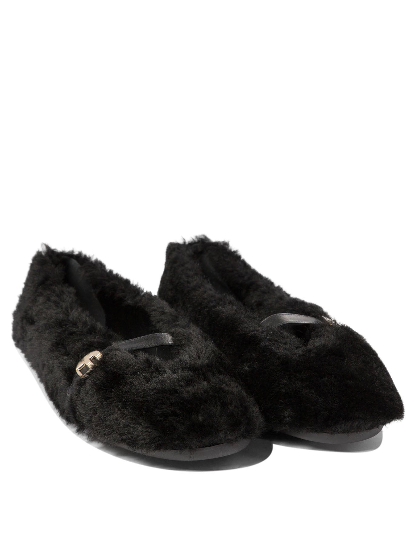 Ferragamo Women "Noella Fur" Shearling Ballet Flats - 2