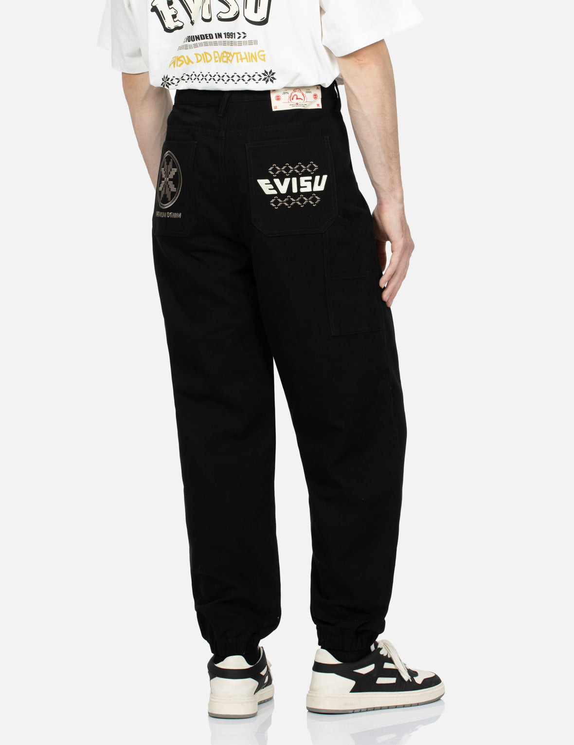 KAMON AND LOGO EMBROIDERY WOVEN JOGGER PANTS - 7