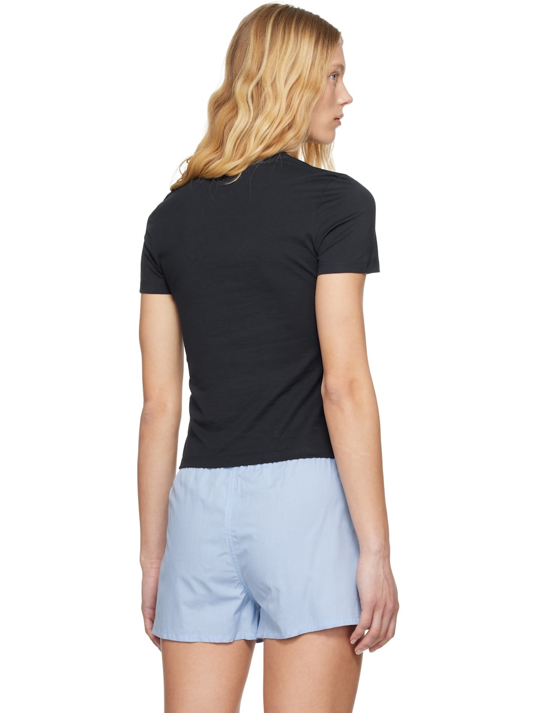 Navy Cotton Cropped T-shirt - 3