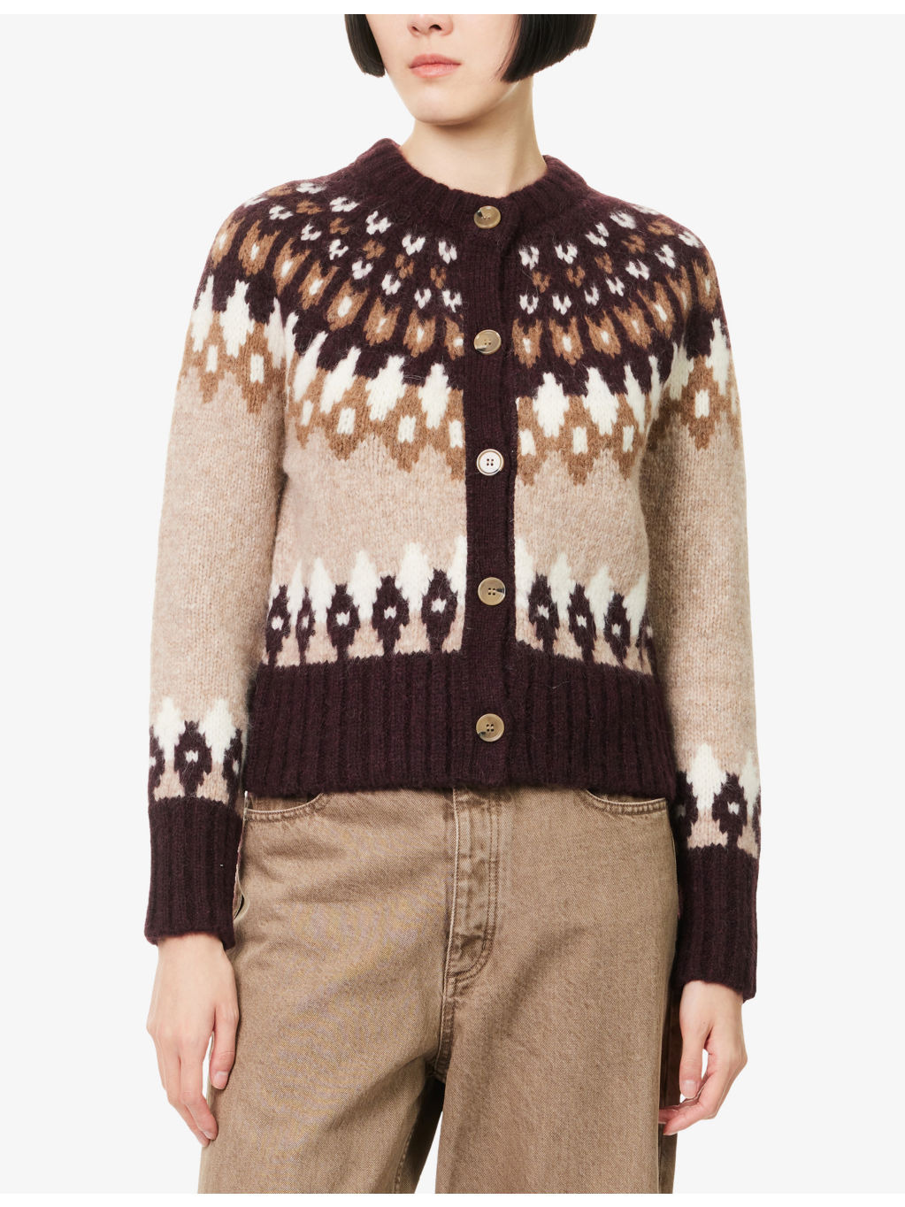 Christina Fairisle Round-Neck Wool-Blend Cardigan - 3