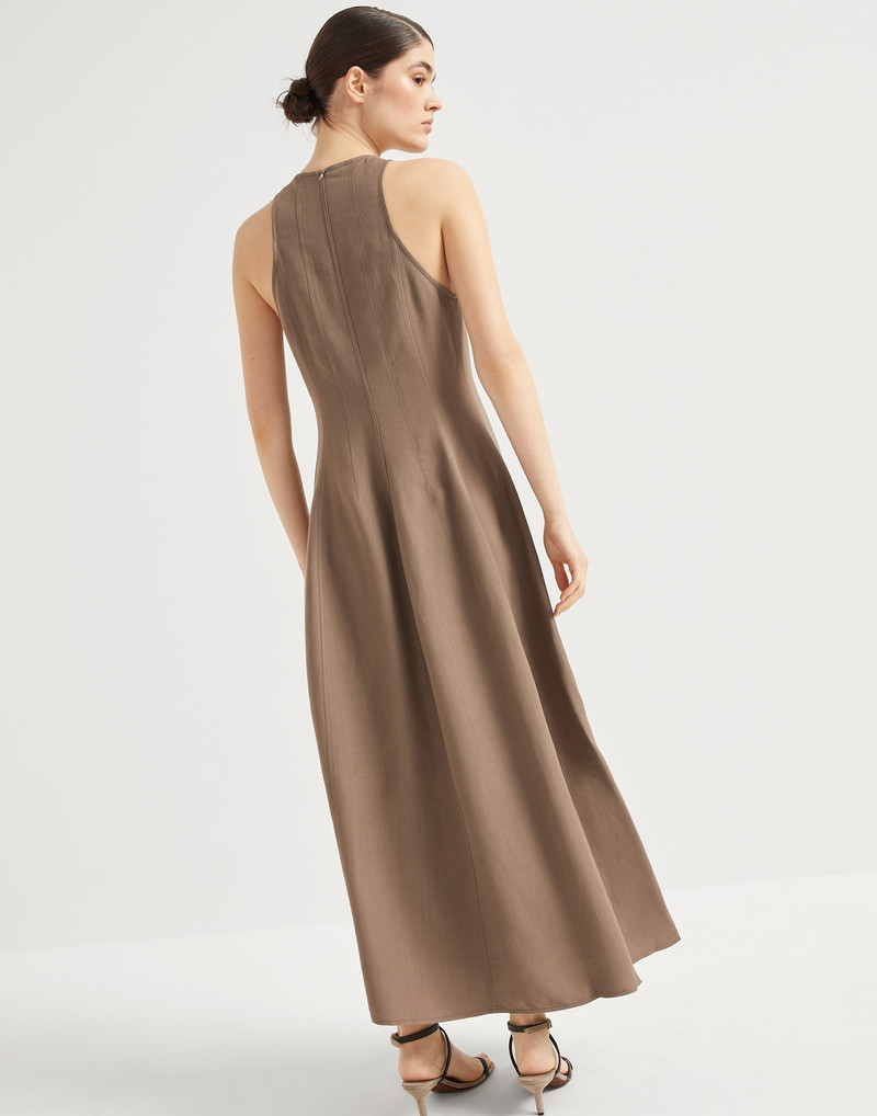 Brunello Cucinelli Viscose and linen fluid twill dress outlook