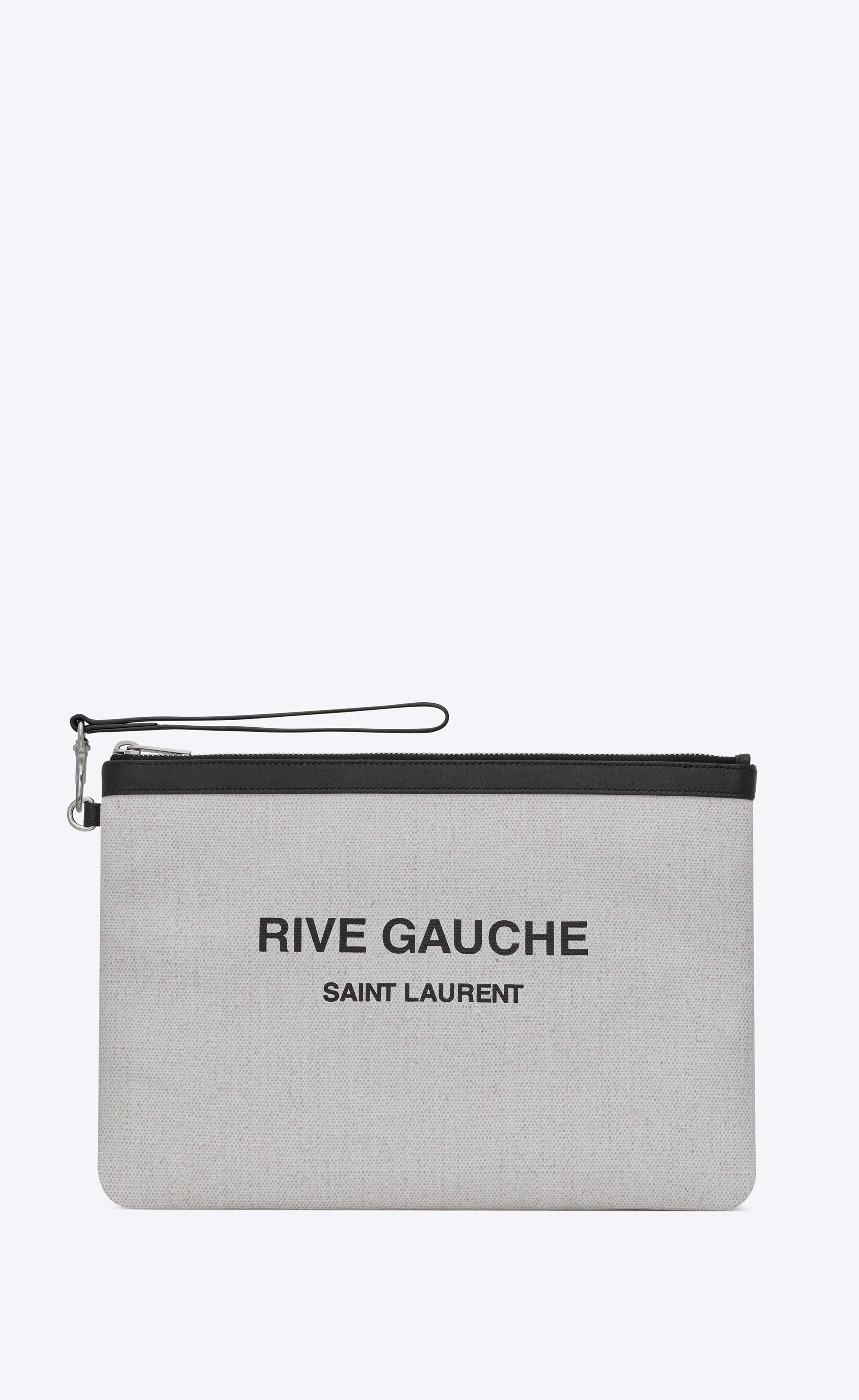 rive gauche zippered pouch in linen canvas - 1