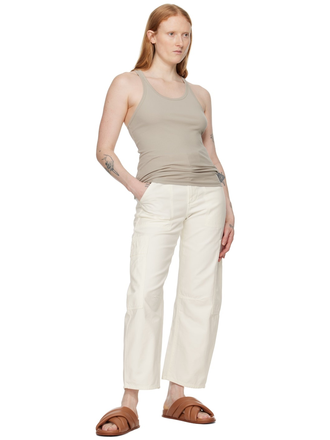 Taupe Rib Tank Top - 5