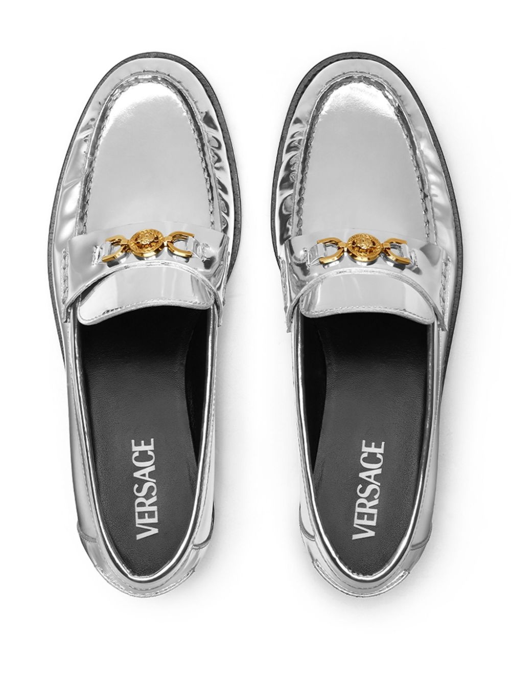 Medusa metallic leather loafers - 3