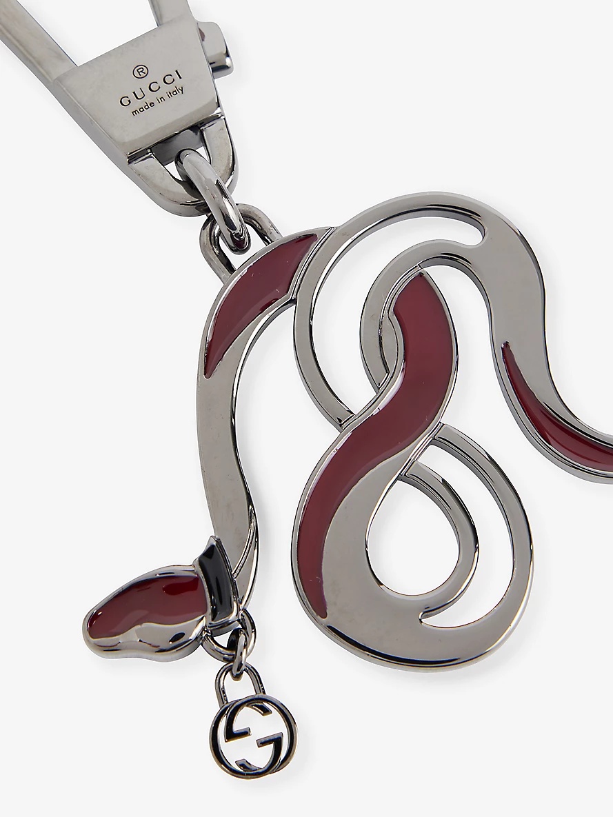 Snake Engraved Brass Keychain - 2