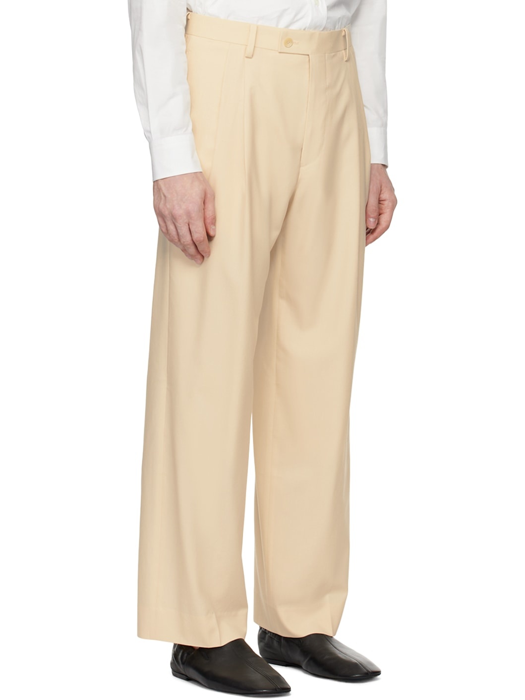 Beige Super Fine Tropical Wool Trousers - 2