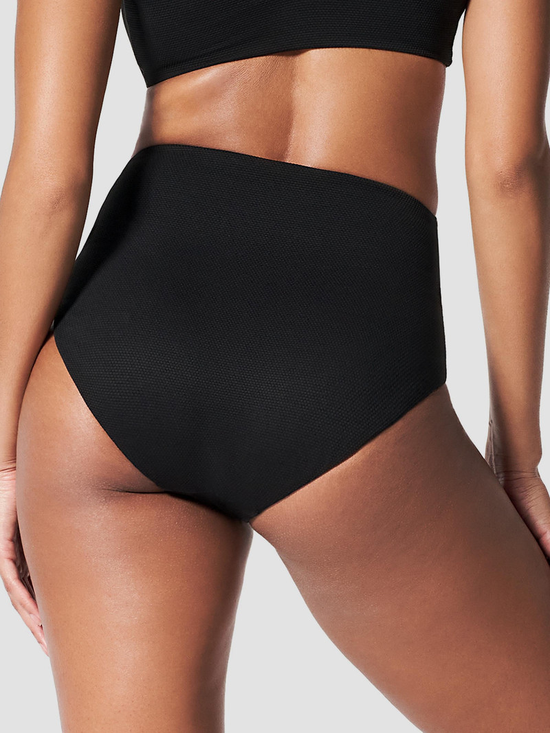 Women's Pique High-Waist Bikini Bottoms - Very Black 4