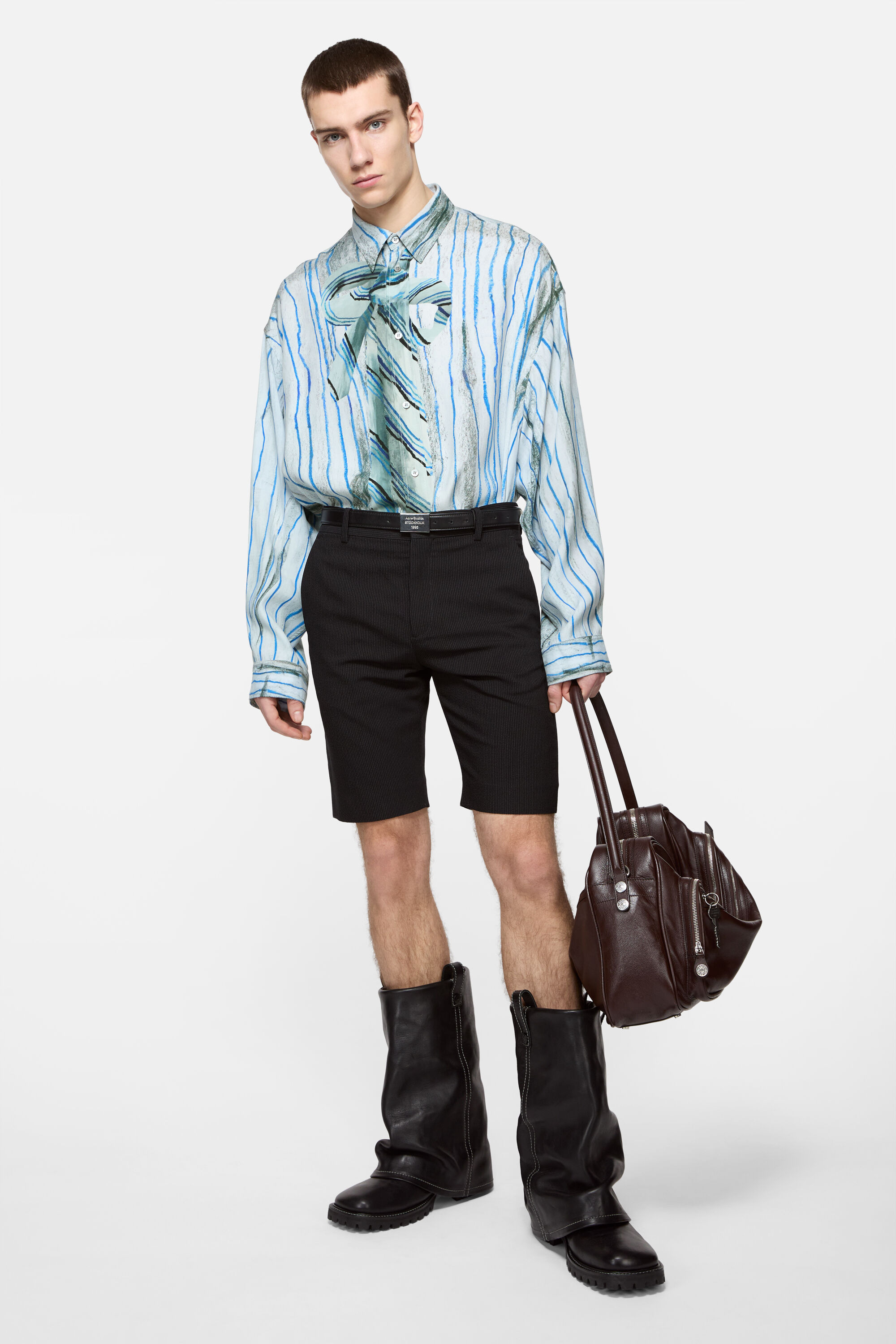 Printed Button-up Shirt - Blue multi - 2