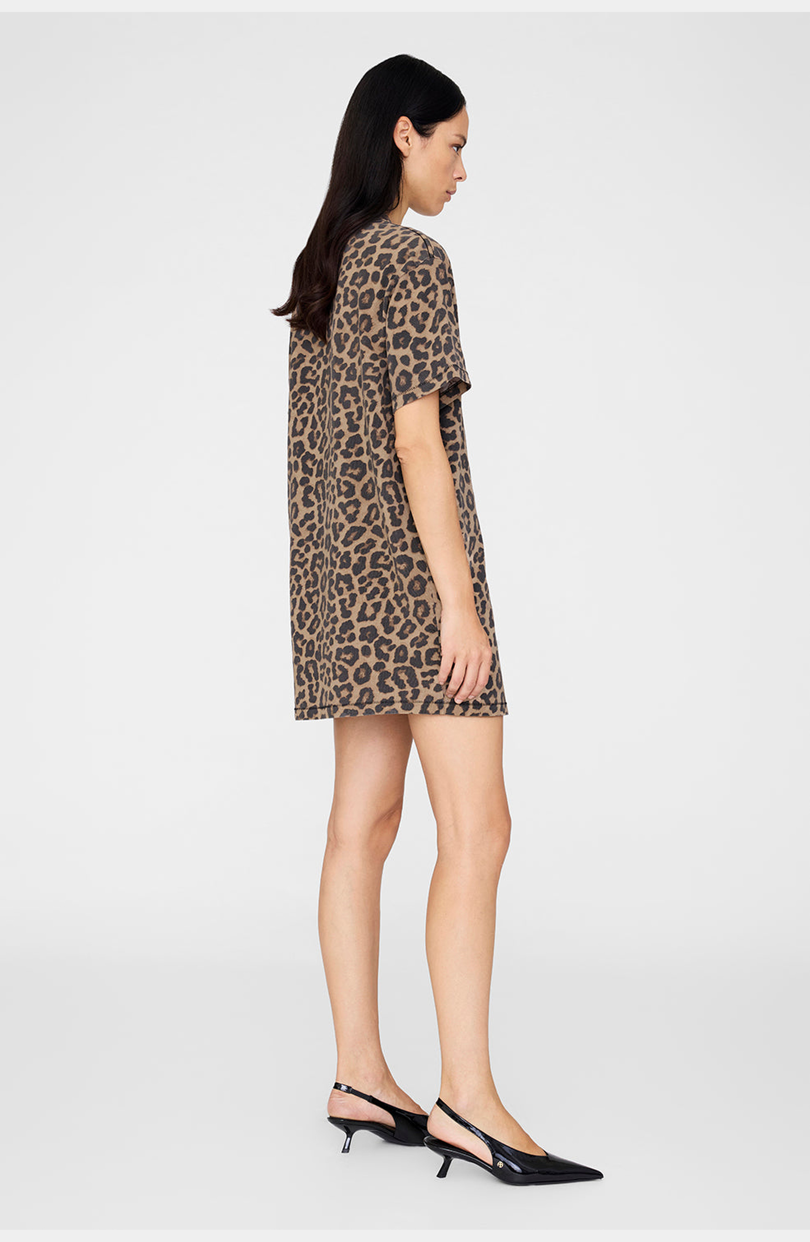 ANINE BING Beth Mini Dress in Black And Brown Leopard at Nordstrom - 2