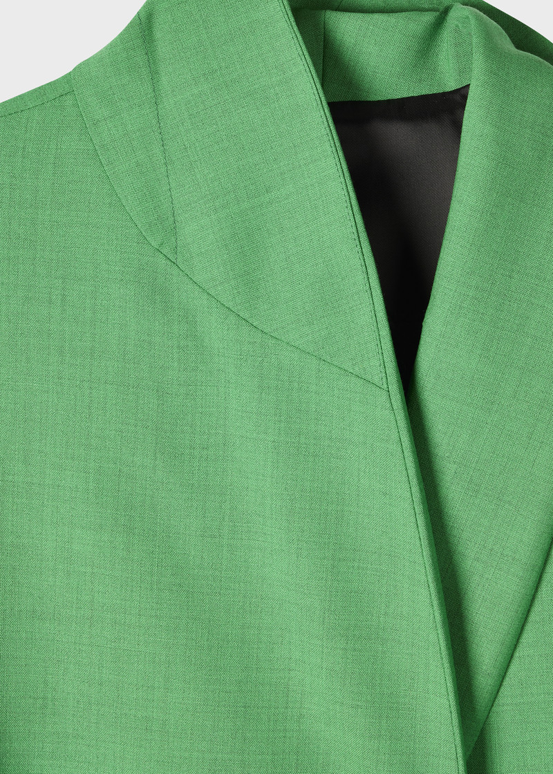 Women's Green Wool-Blend Tie Waist Jacket 3