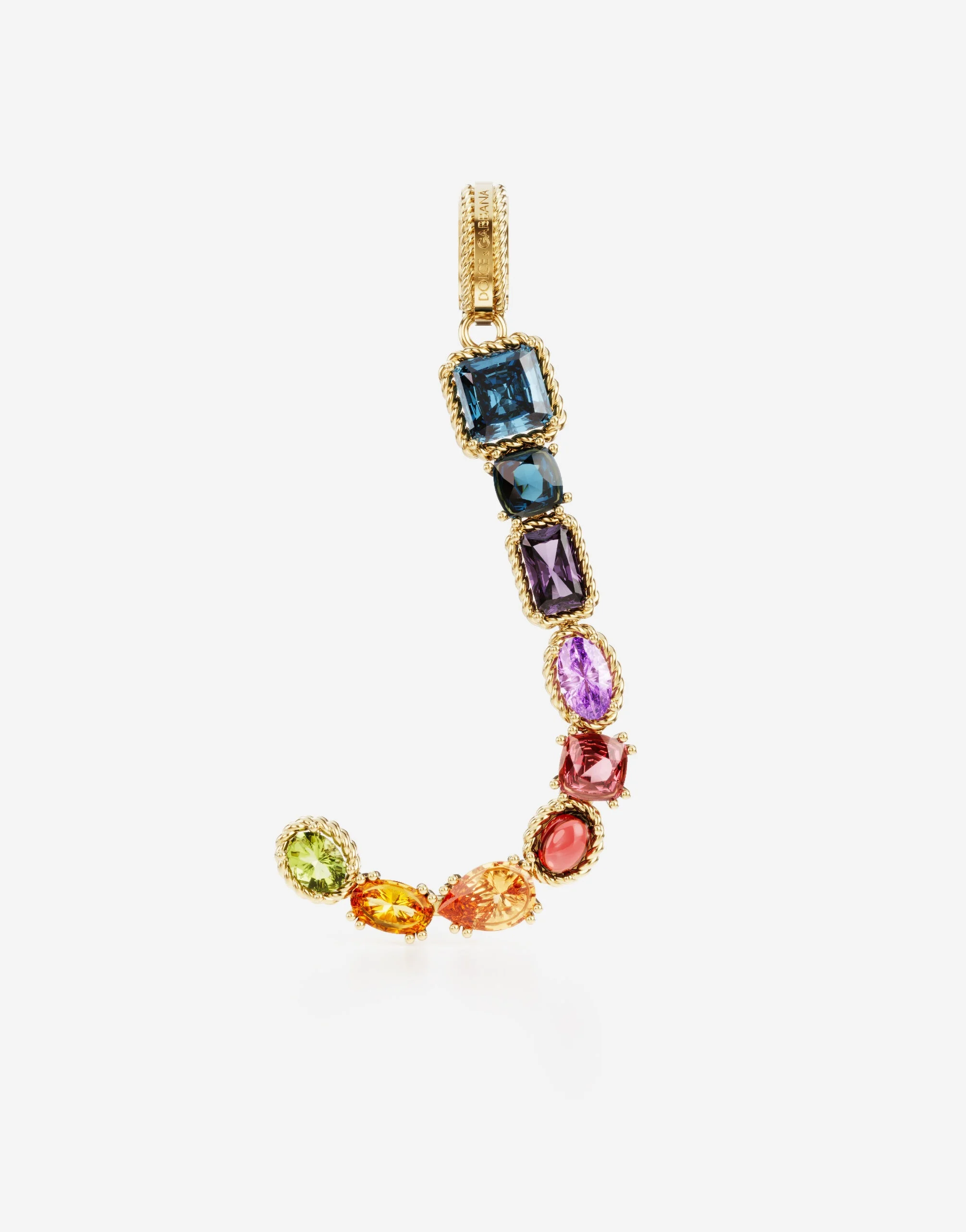 Charm J Lettering 18-carat yellow gold and multicolored gems - 1