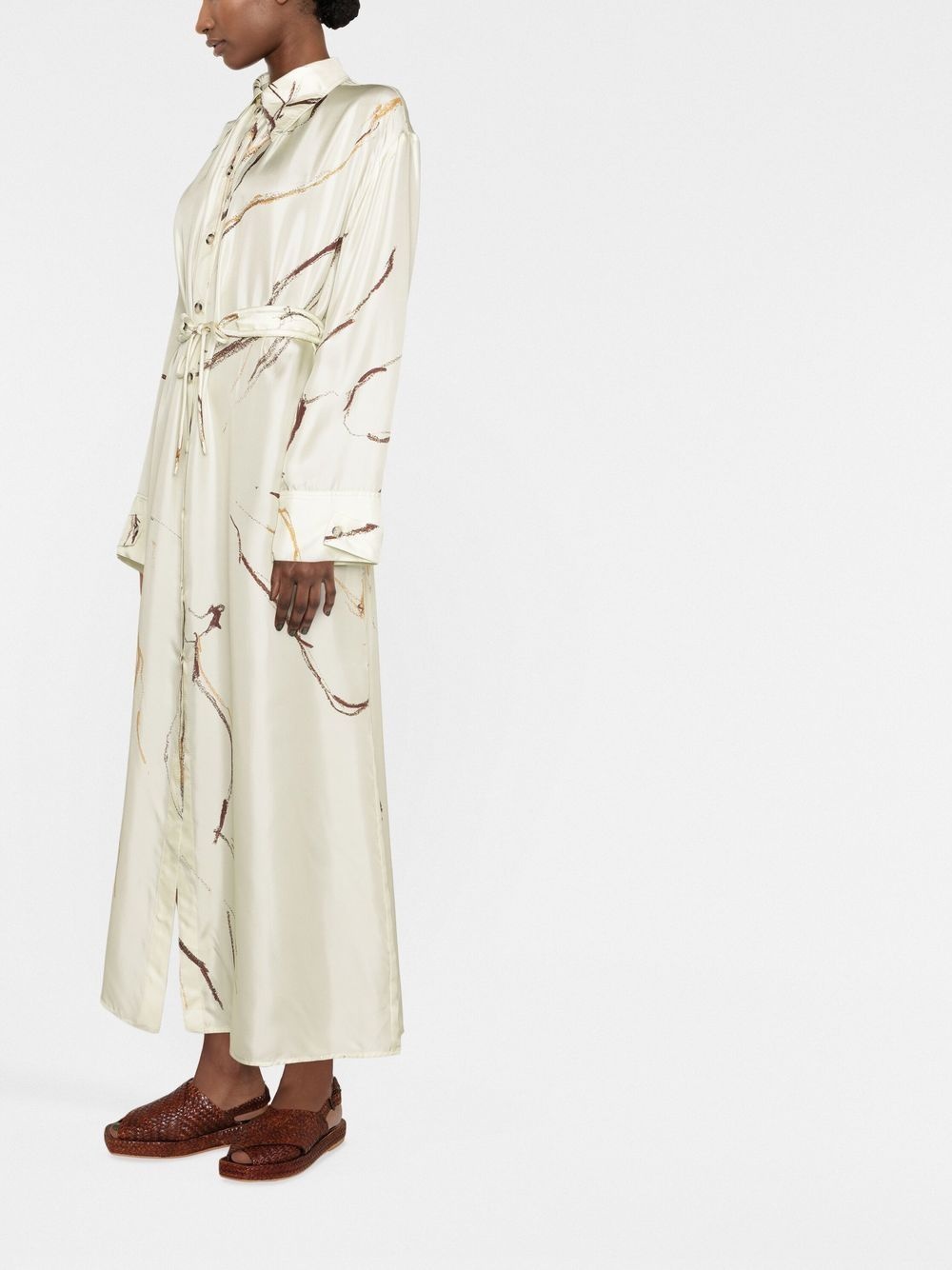 abstract-print silk shirt dress - 4