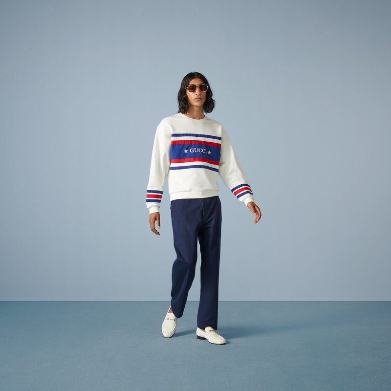 GUCCI Cotton jersey sweatshirt with embroidery outlook
