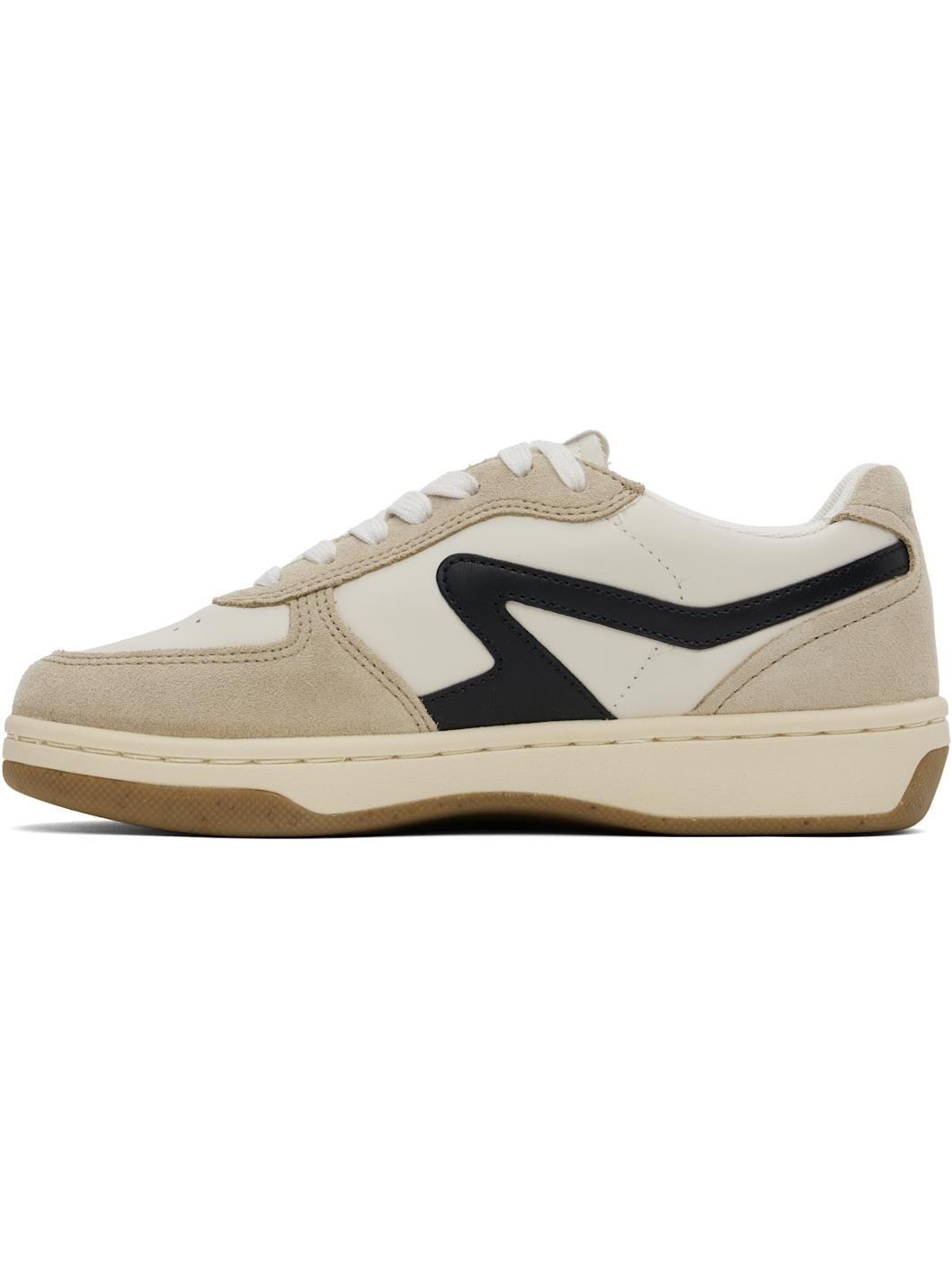 Beige Retro Court Leather Sneakers - 3