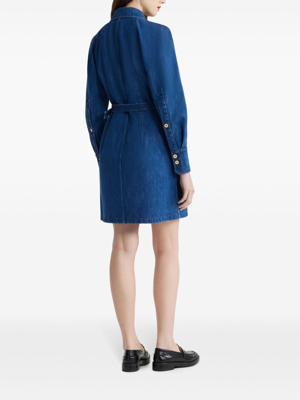 belted organic-denim shirt dress - 3