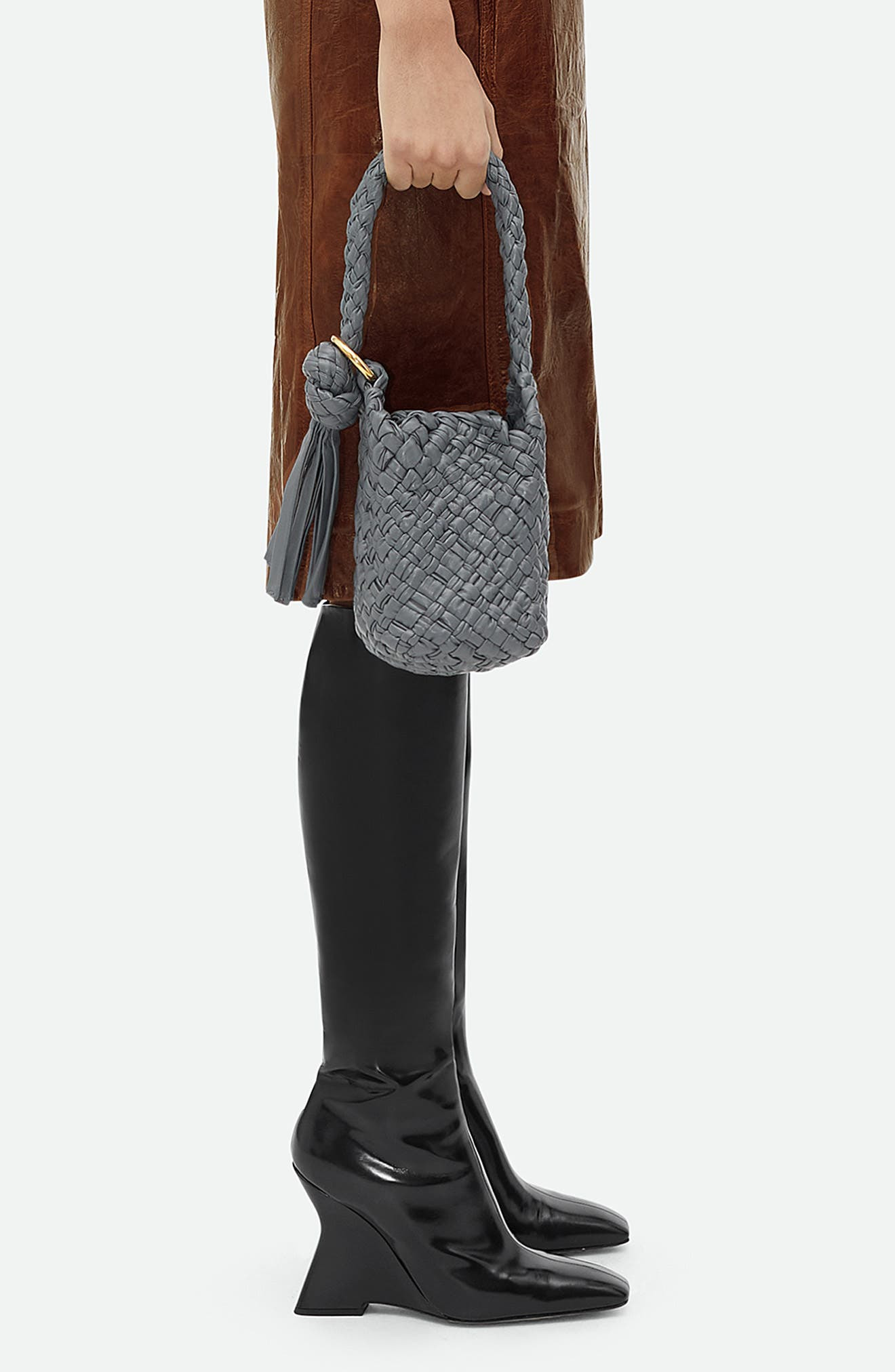 Mini Piero Intrecciato Leather Bucket Bag - 2