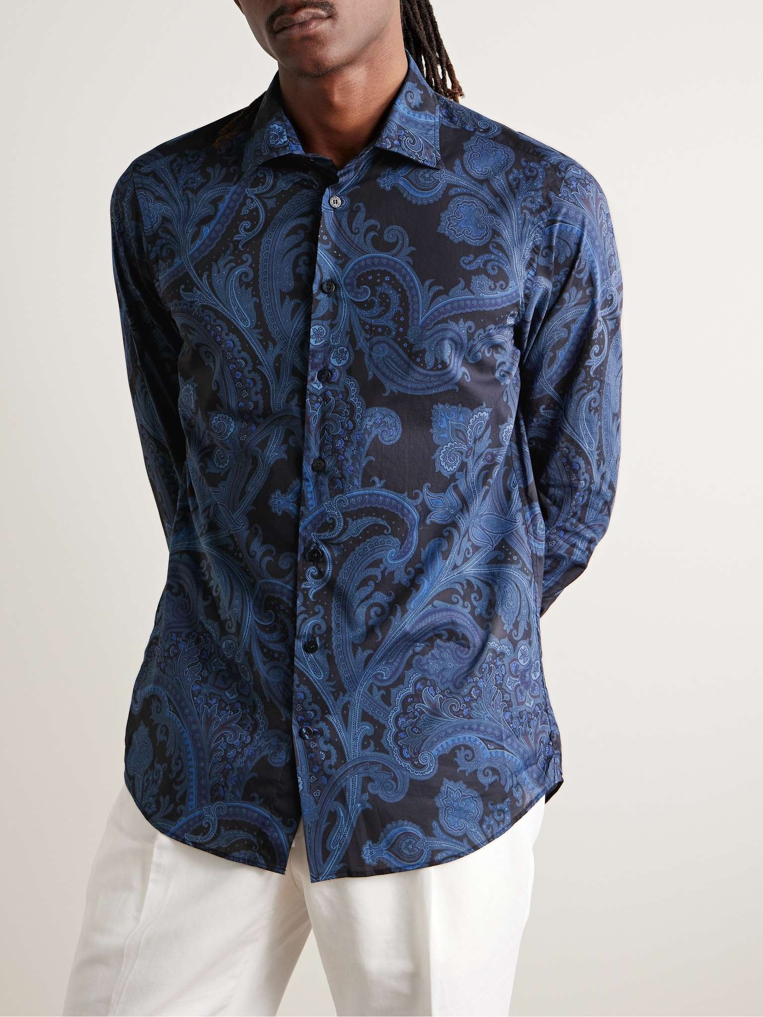 Slim-Fit Paisley-Print Cotton-Poplin Shirt - 3