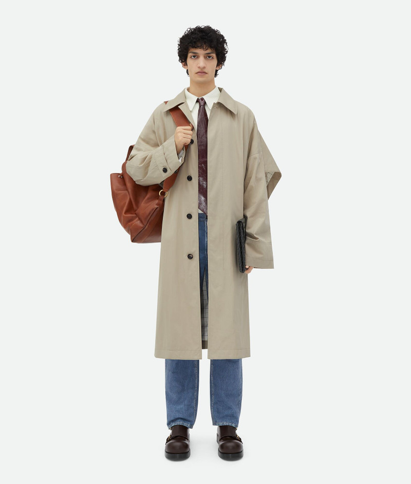 Cotton Silk Cape Trench With Check Lining 1