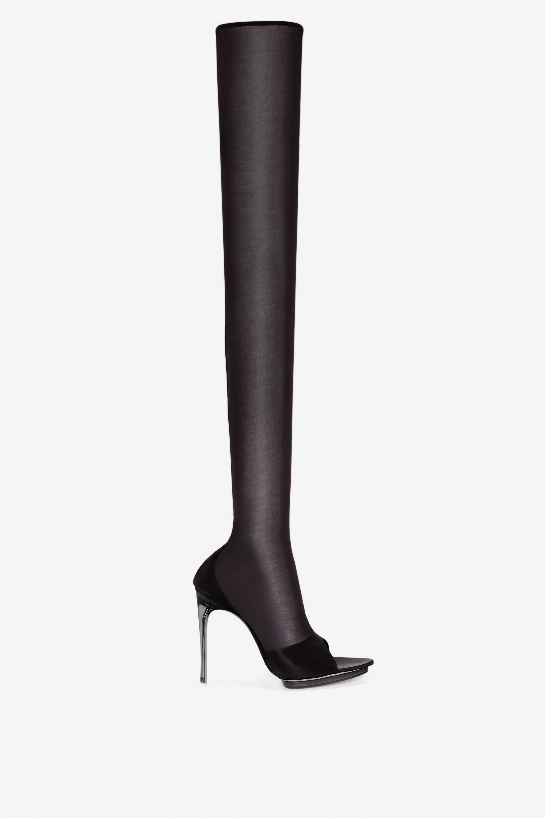 Pointy Toe Mesh Boot in Black - 1