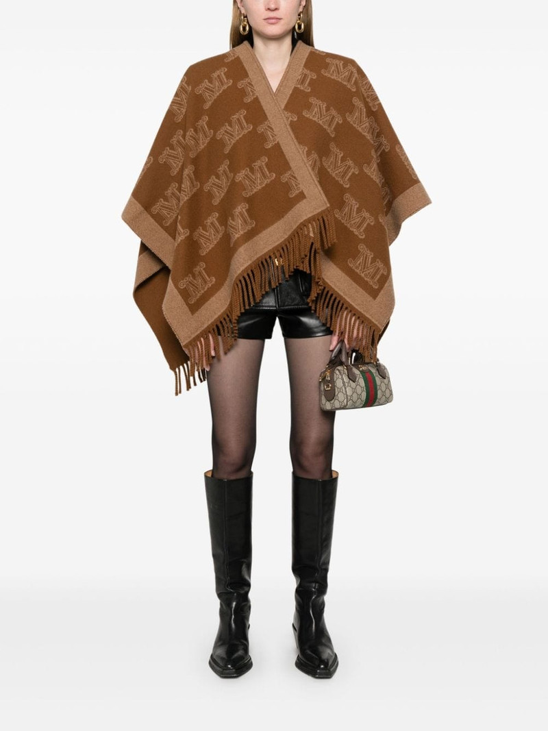 Max Mara monogram-pattern wool poncho outlook