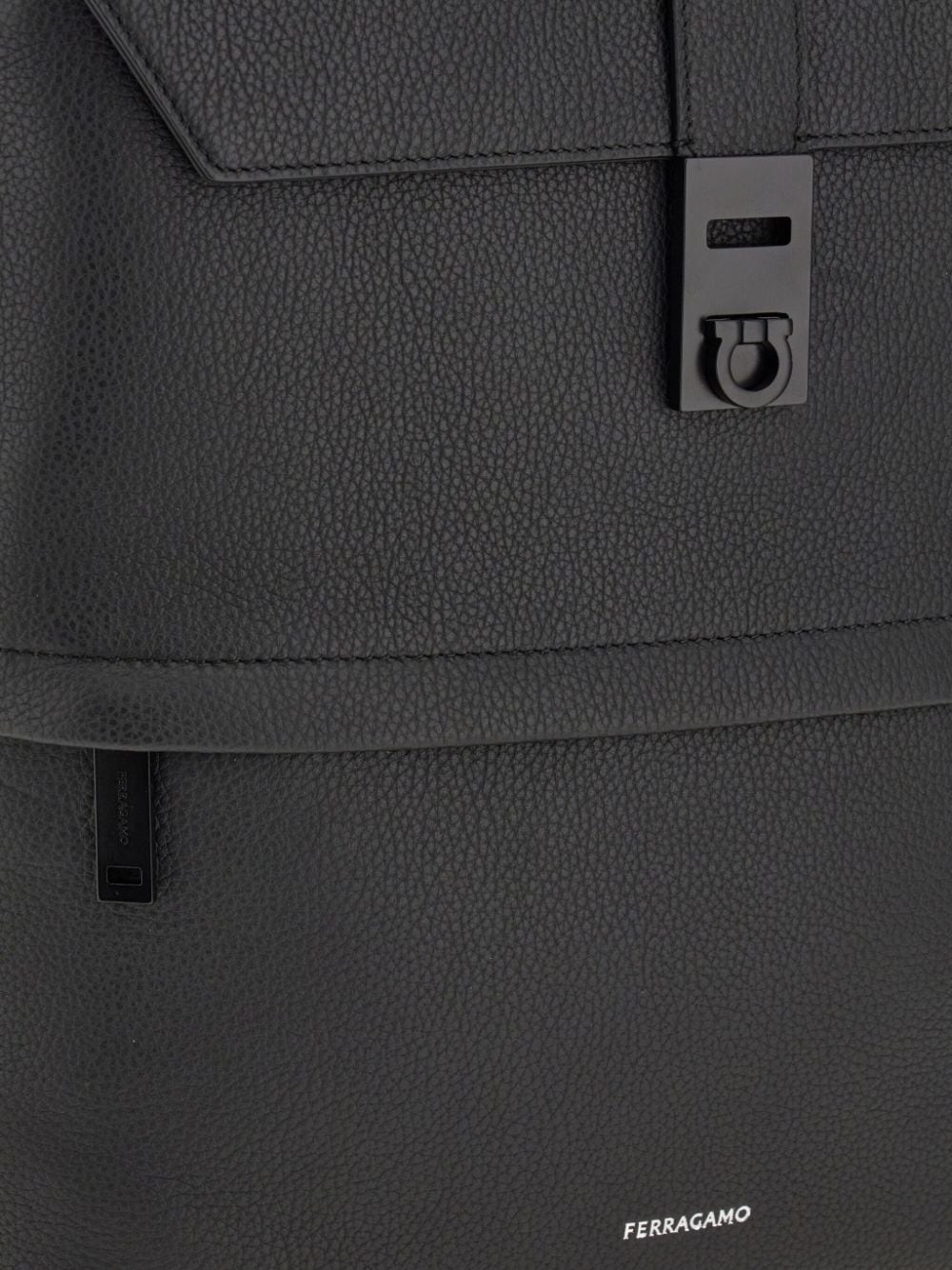 logo-debossed leather backpack - 3