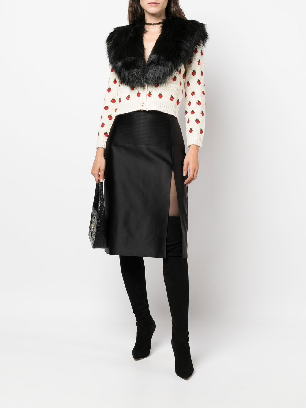 duchesse silk side-slit skirt - 2