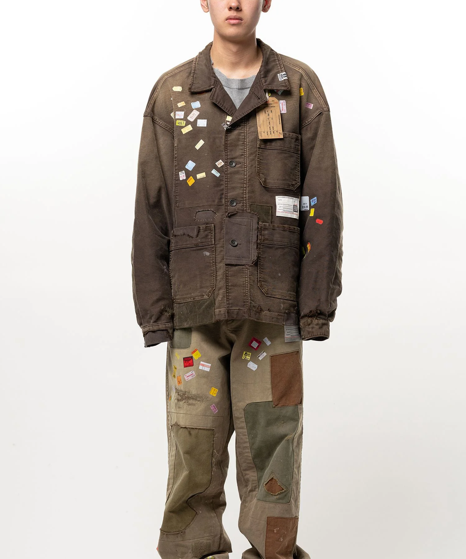 Price Tag Sticker Printed Repair Coverall Shirt - 1