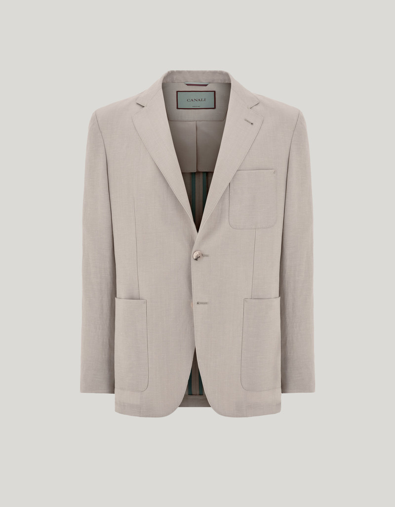 BEIGE REGULAR FIT TWILL WOOL AND LINEN JACKET 1