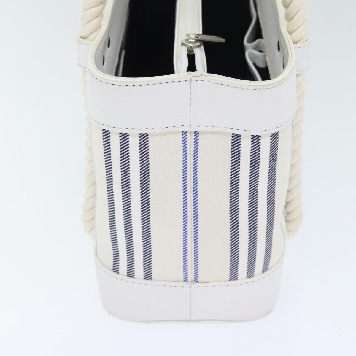 Burberry Hand Bag Canvas White Navy Silver - 4