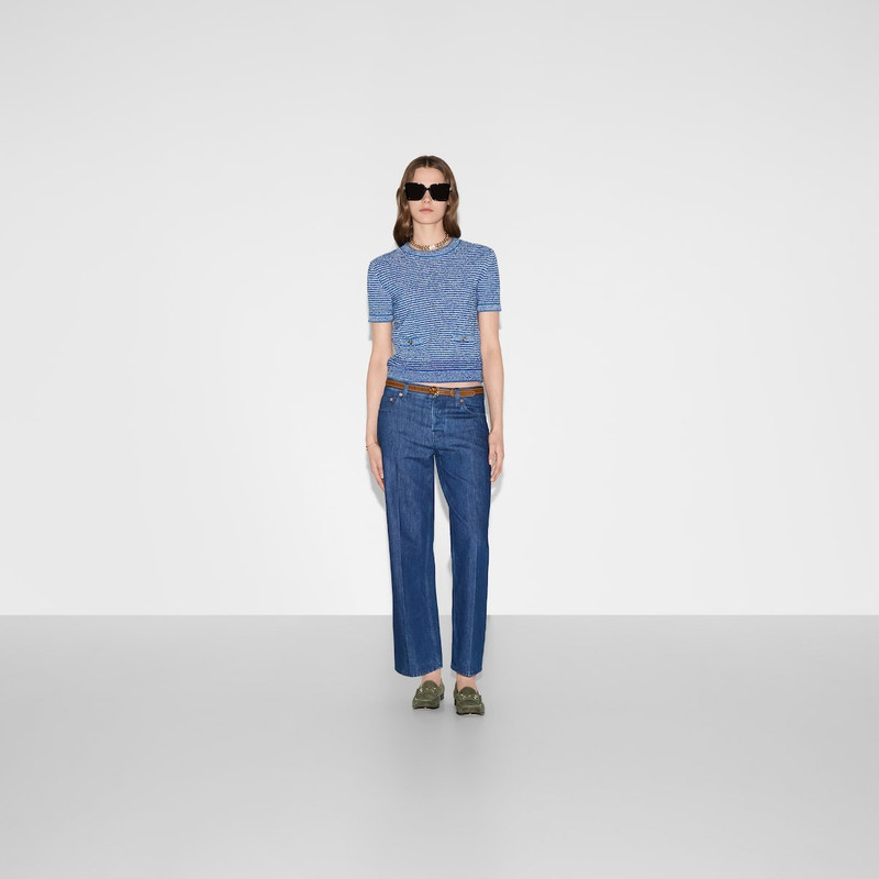 GUCCI Fine cotton crewneck top outlook