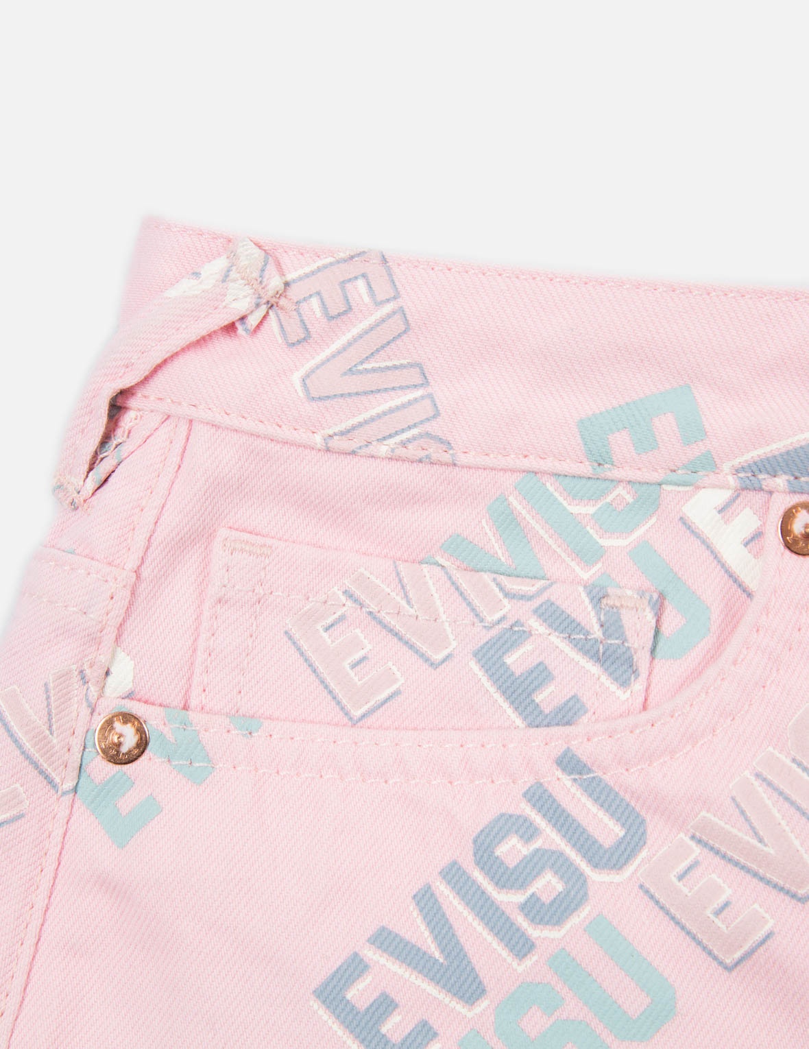 Allover Logo Print Denim Mini Skirt - 9