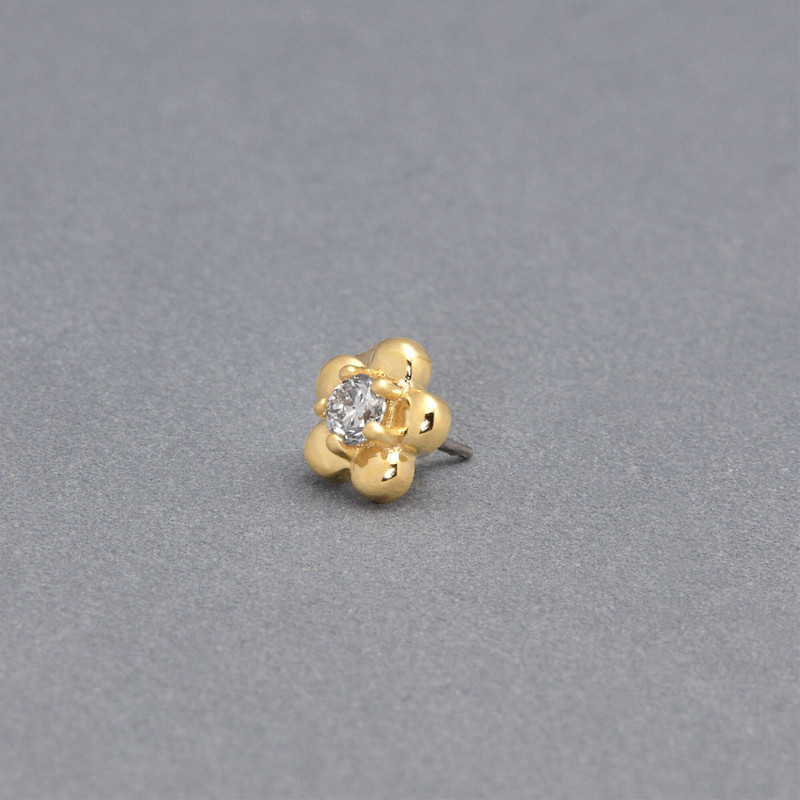 LAB-Created Diamond Flower Push Pin Flat Back 4