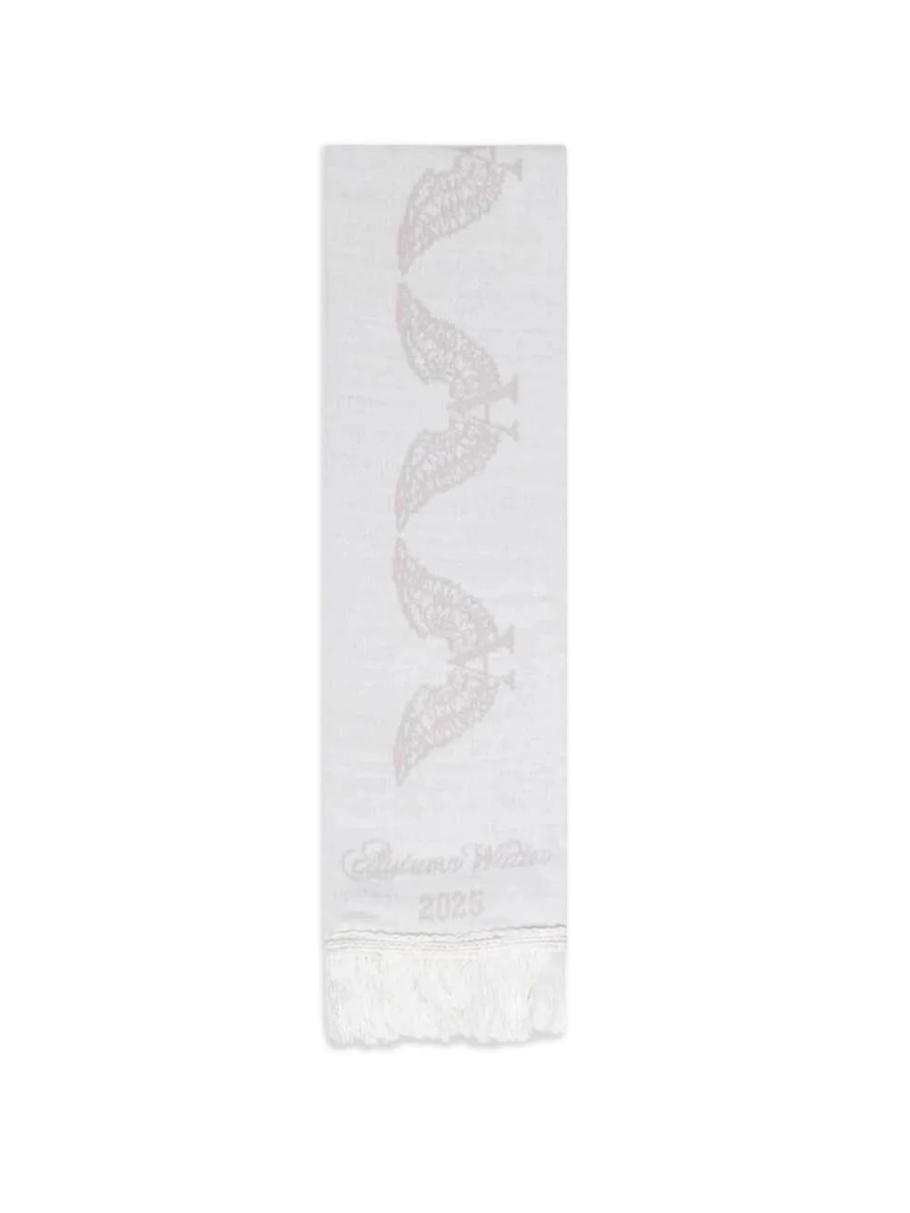 tonal white fringed scarf - 1