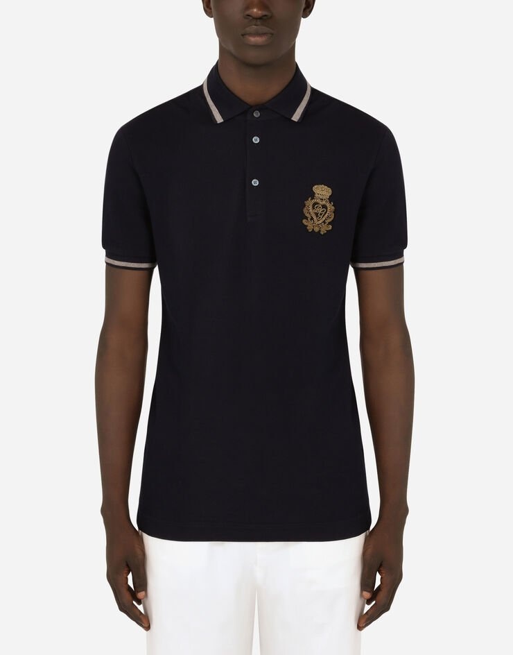 Cotton polo-shirt with DG patch - 1