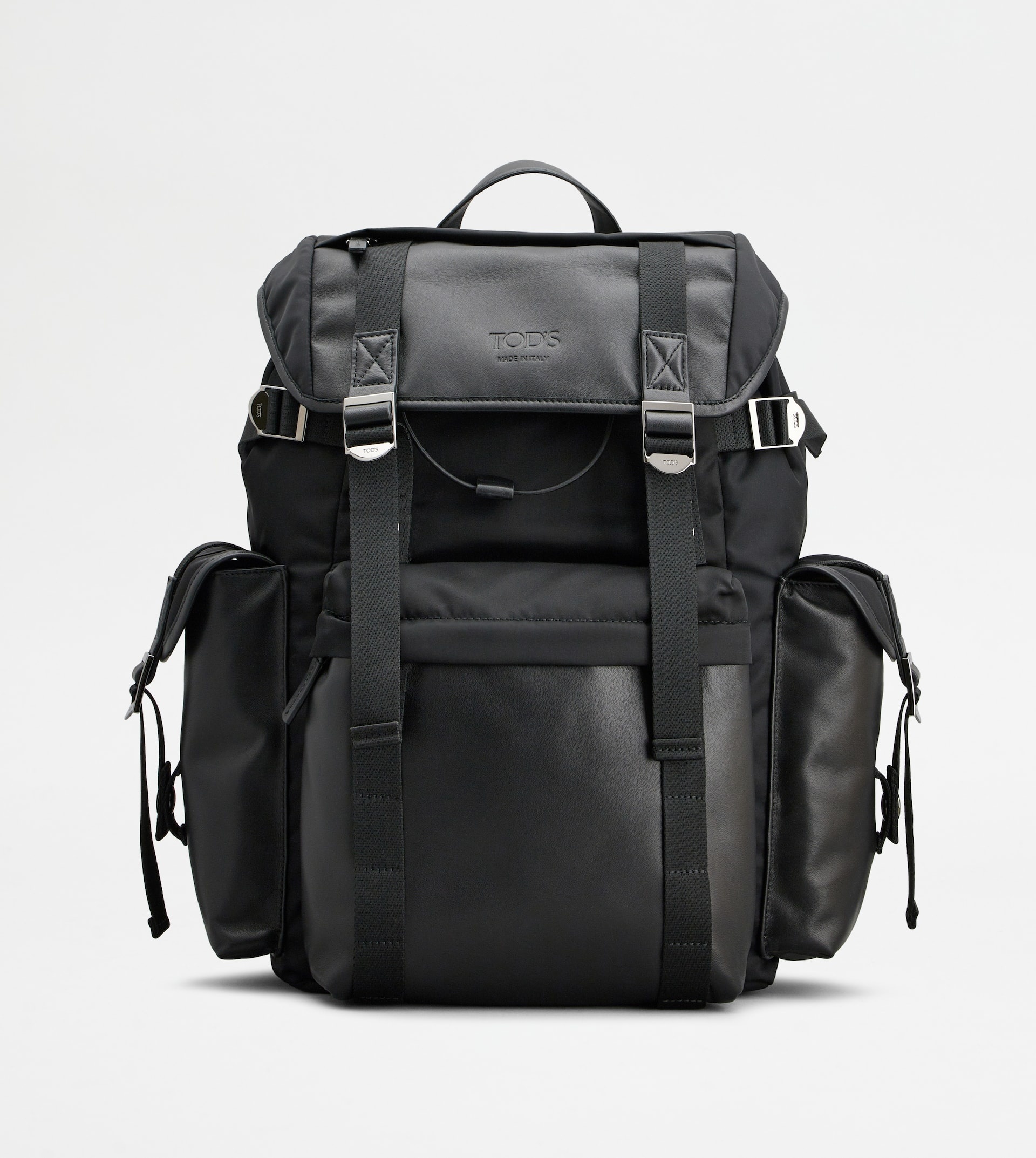 BACKPACK IN FABRIC AND LEATHER MEDIUM - BLACK - 1