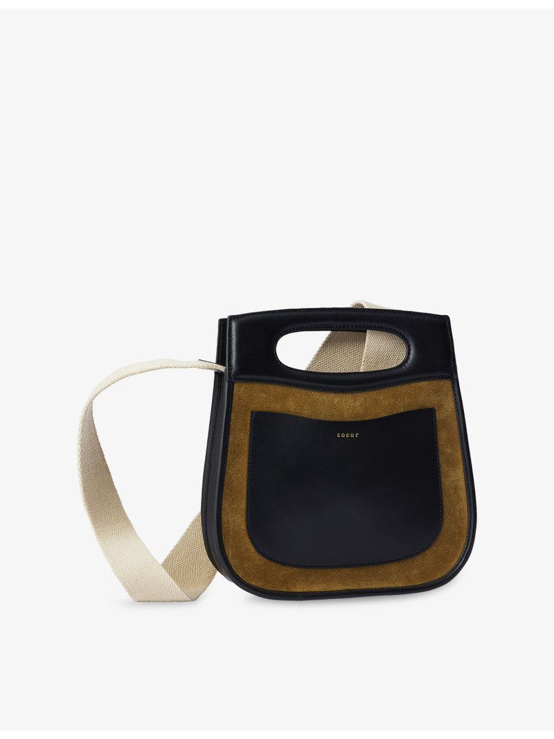 soeur Cheri Suede and Leather Top-Handle Bag outlook