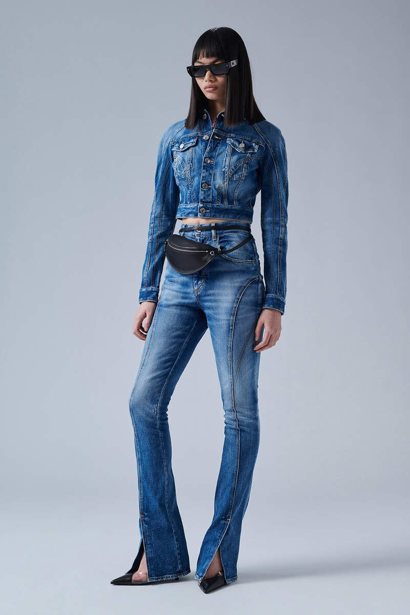 ICON MEDIUM WASH HIGH WAIST TRUMPET JEANS 1