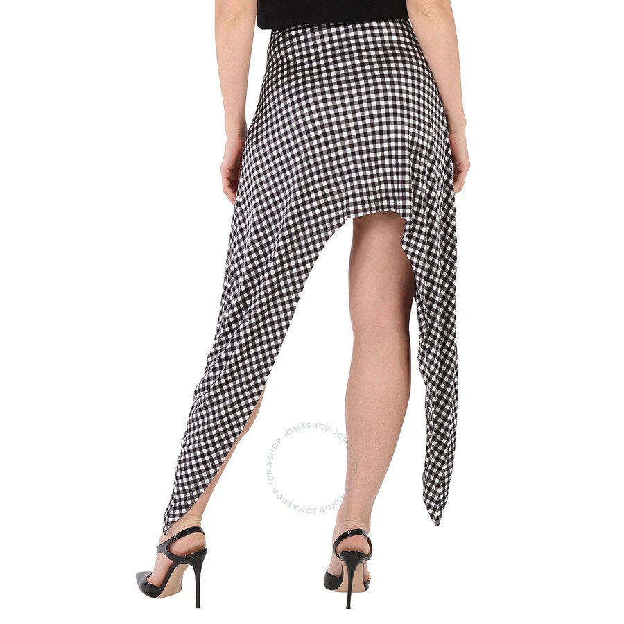 Burberry Ladies Black Gingham Check Back Tie Skirt - 4