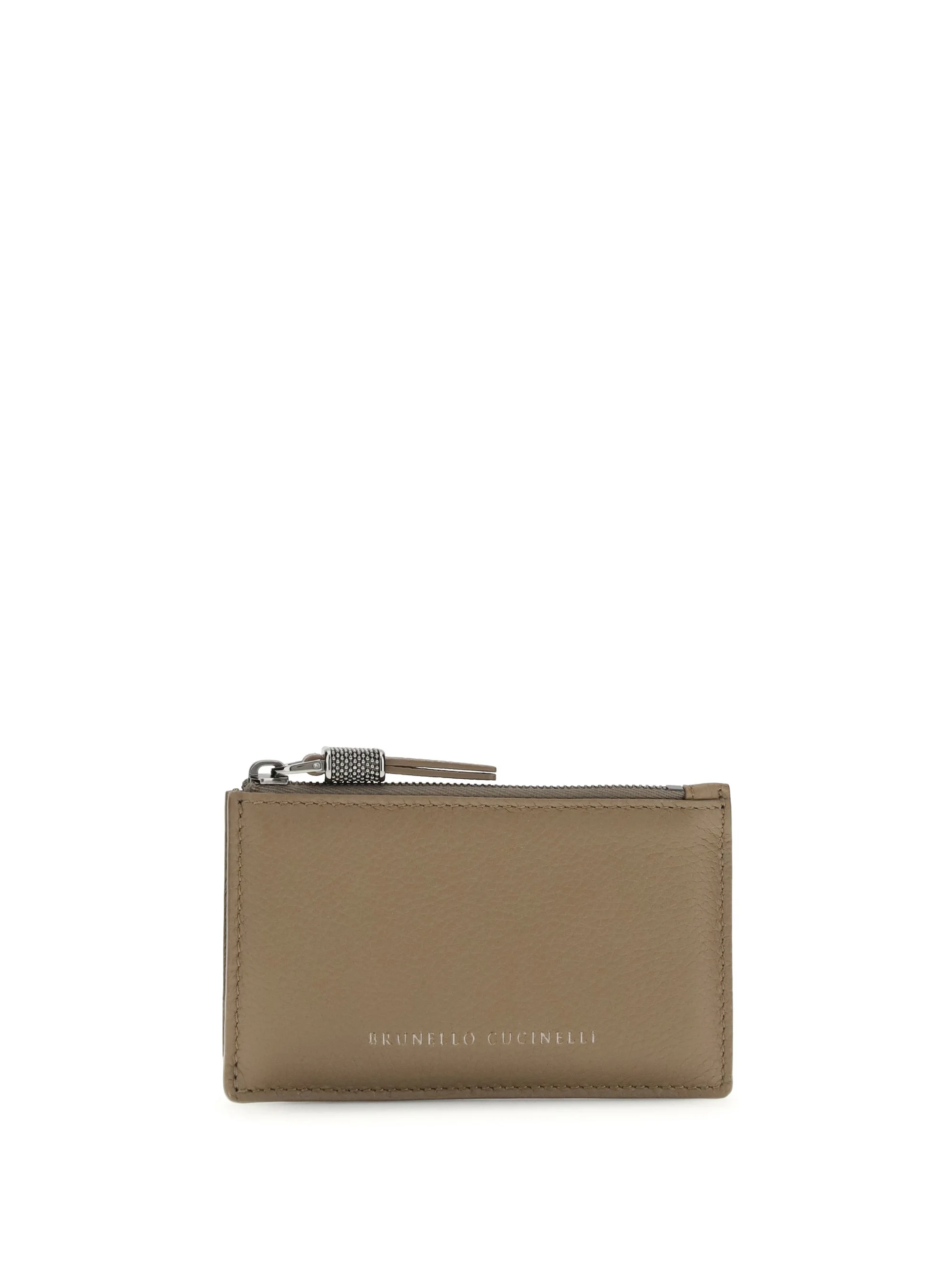 Brunello Cucinelli Women Leather Card Holder With Grain And Shiny Zipper Pull - 1