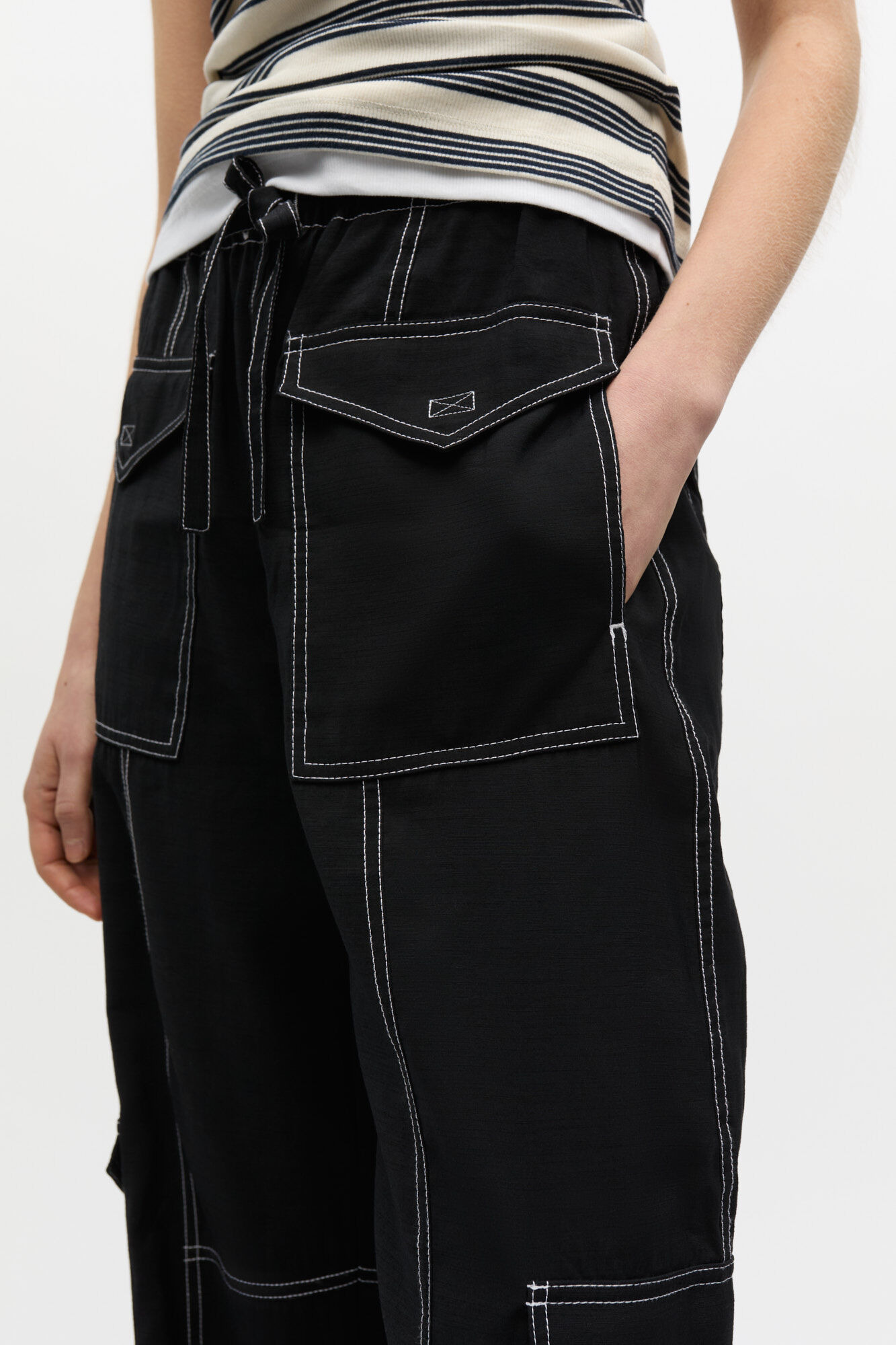LIGHT SLUB POCKET PANTS - 5