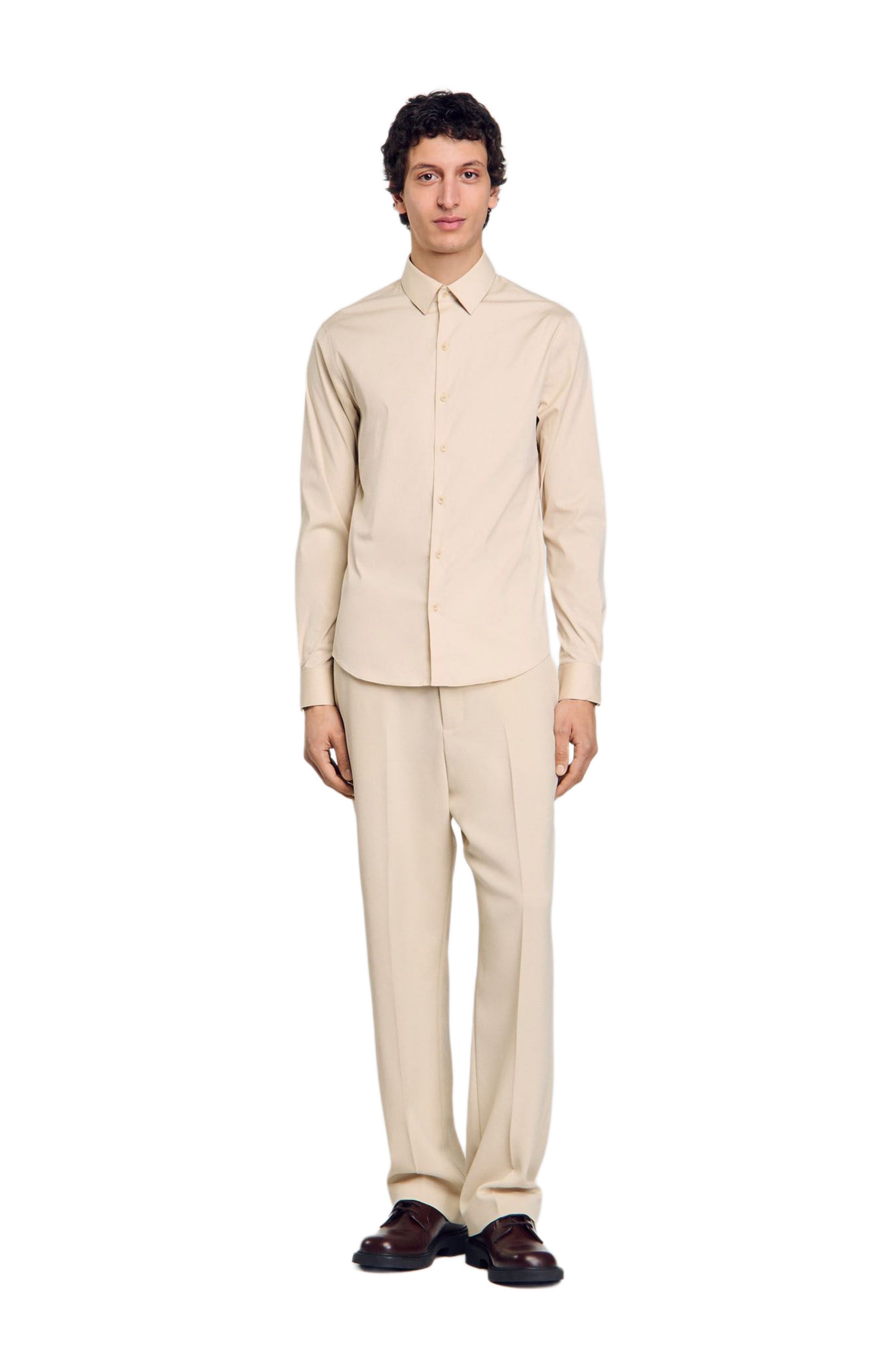 SANDRO Plain shirt in Oats at Nordstrom - 3