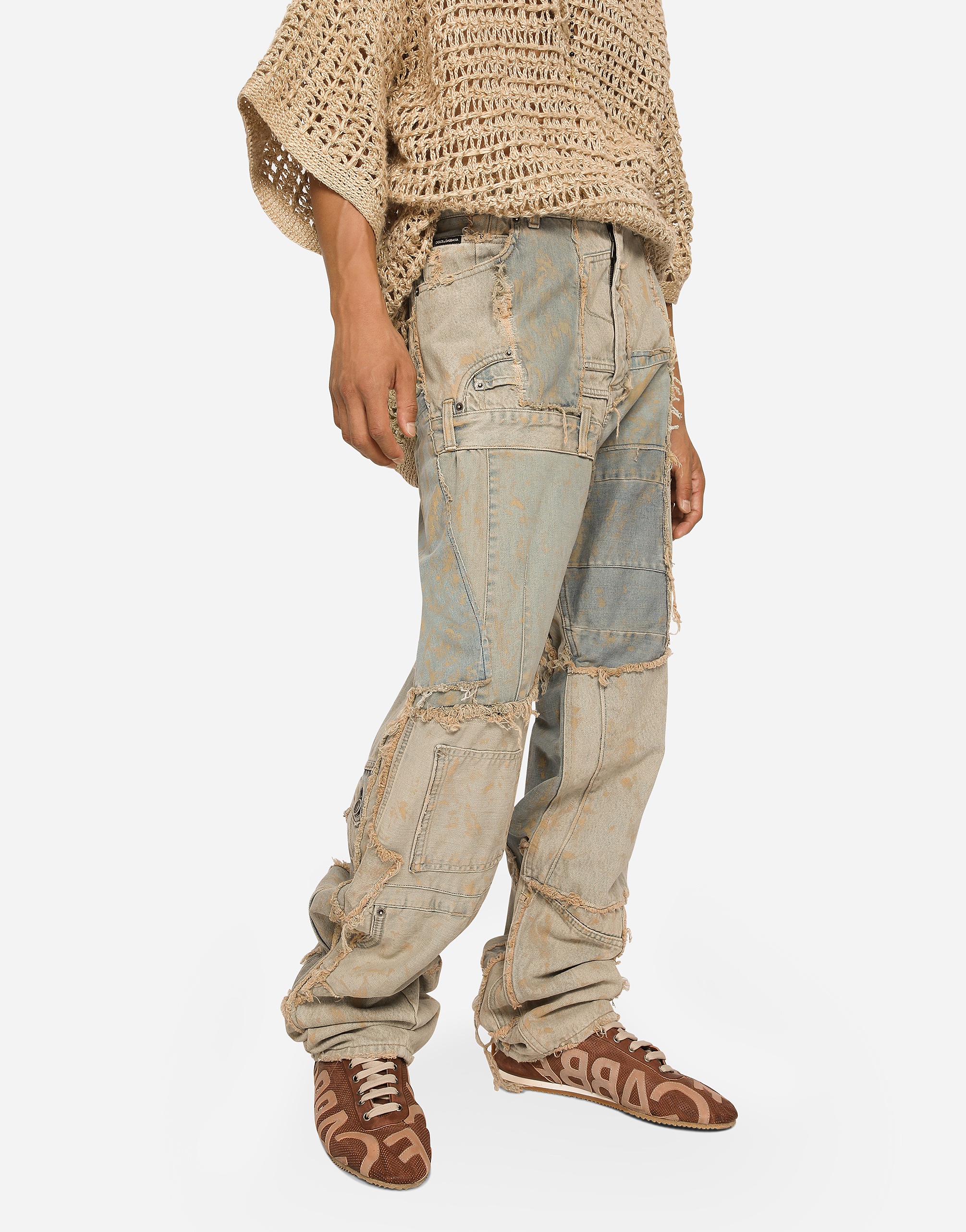 Straight-leg patchwork denim jeans - 2