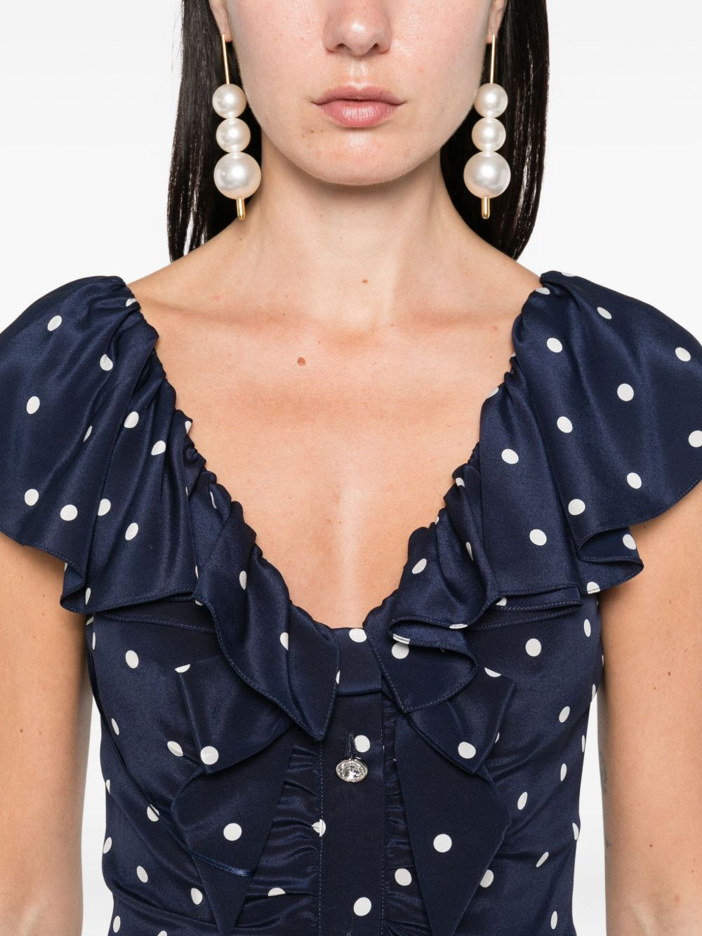 polka dot-print ruffled dress - 5