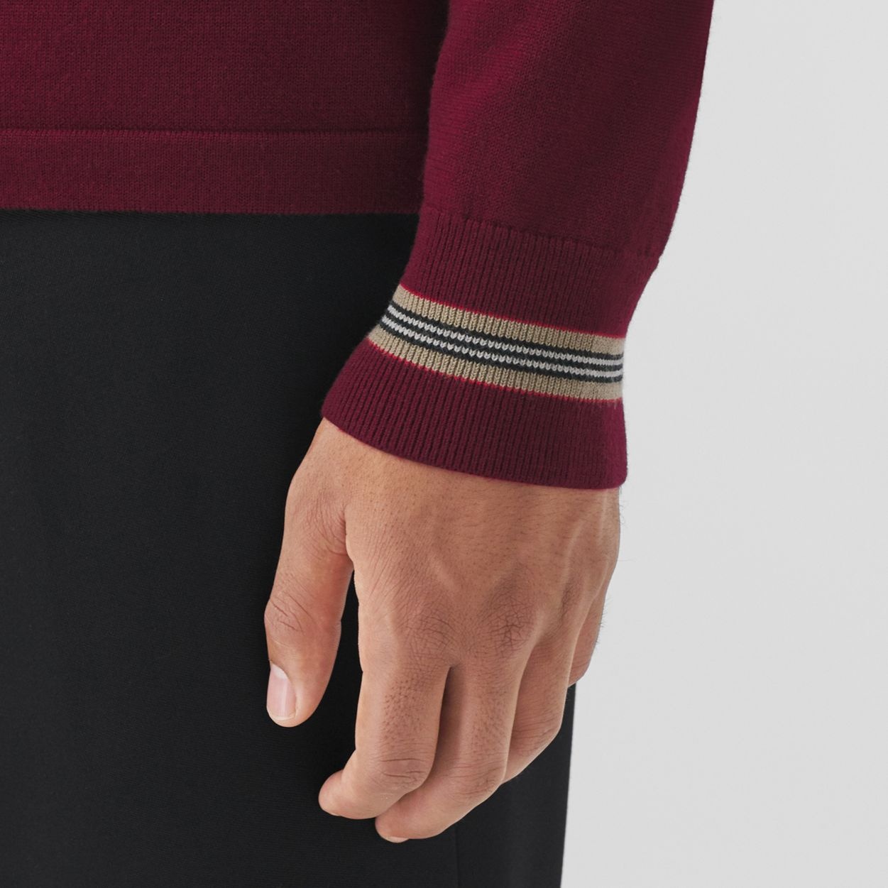 Long-sleeve Icon Stripe Detail Wool Polo Shirt - 5