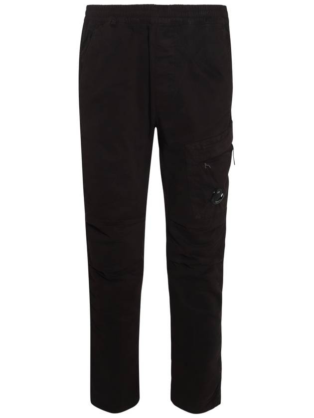 Linen Blend Cargo Straight Pants Black - 2