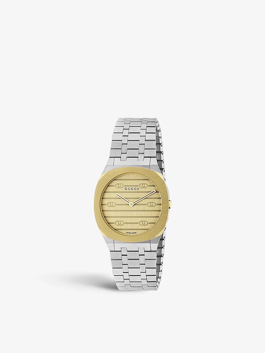 YA163502 GUCCI 25H stainless steel and yellow gold quartz watch - 1