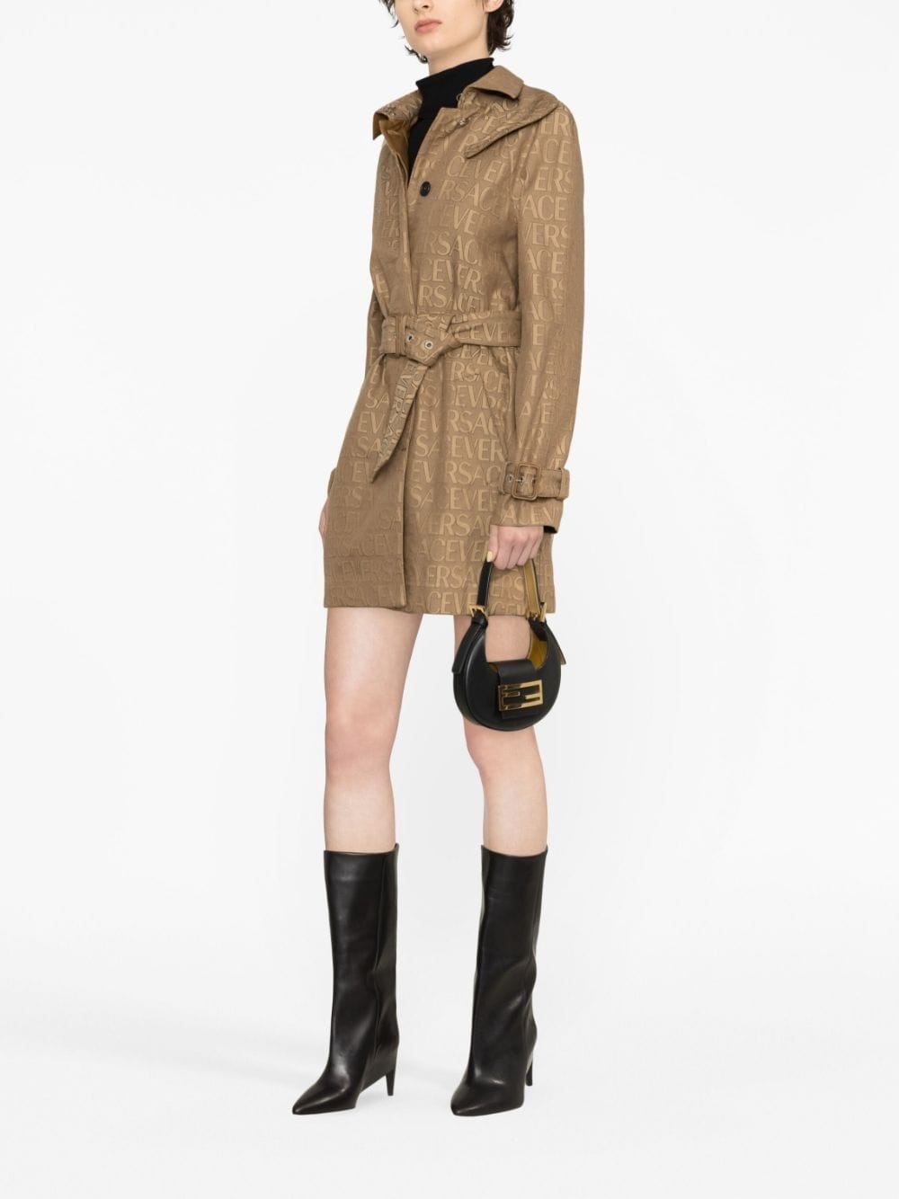 Allover logo-jacquard trench coat - 2