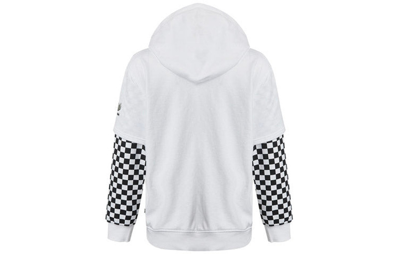 Vans (WMNS) Vans Logo Embroidered Checkerboard Print Hoodies 'White Black' VN0A4UTNWHT outlook