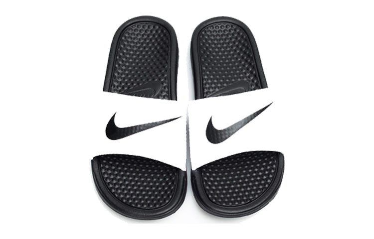 (WMNS) Nike KLAPKI Benassi Swoosh 'Black White' 312432-102 - 3