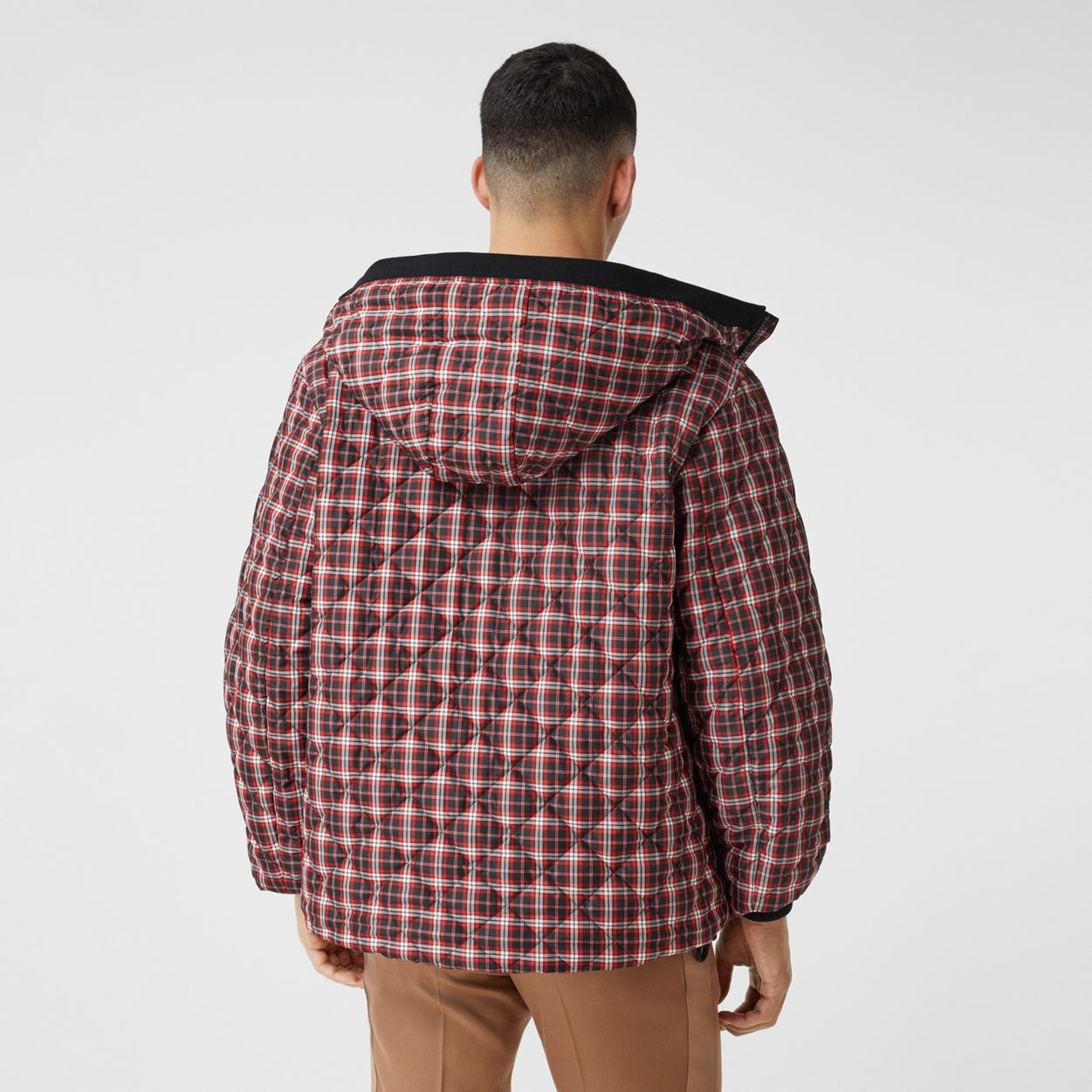 Diamond Quilted Check Hooded Jacket - 5